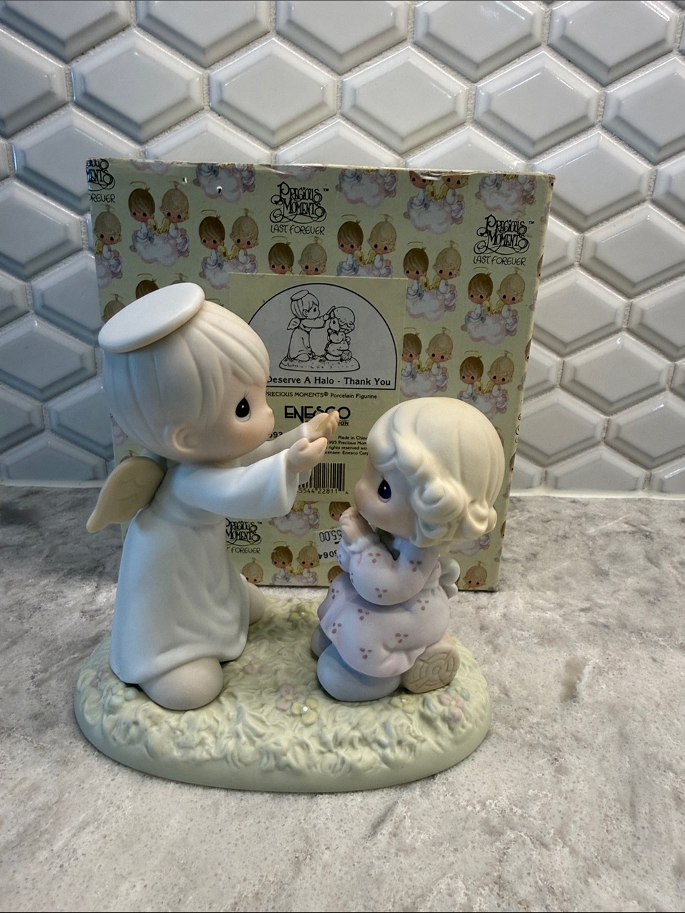 You deserve a halo Porcelain Angel and Child Precious Moments